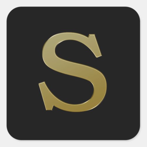 Letter S Gold Square Sticker