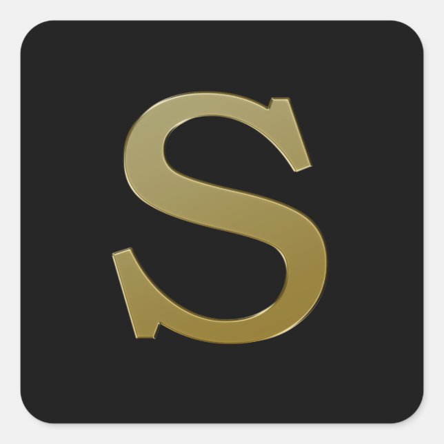 Letter S Gold Square Sticker (Front)