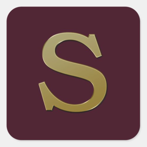 Letter S Gold Square Sticker