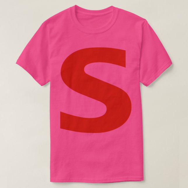 Letter s in Red Text Minimal Typography T-Shirt (Design Front)