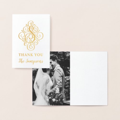 Letter S Initial Elegant Flourish Monogram Name Foil Card