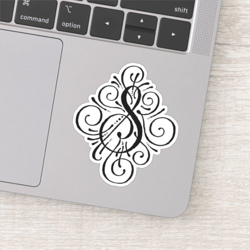 Letter S Initial Elegant Flourish Monogram Sticker