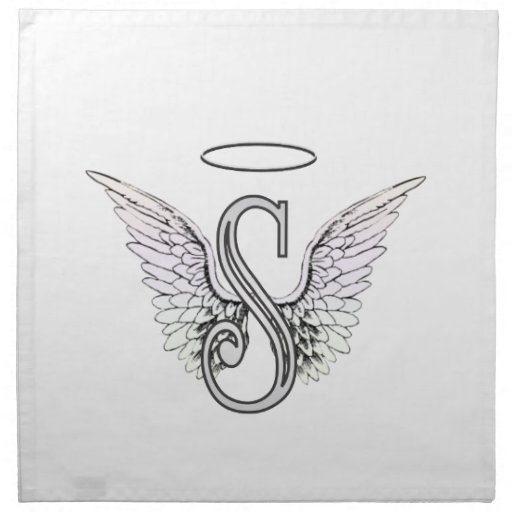 Letter S Initial Monogram with Angel Wings & Halo Cloth Napkin | Zazzle