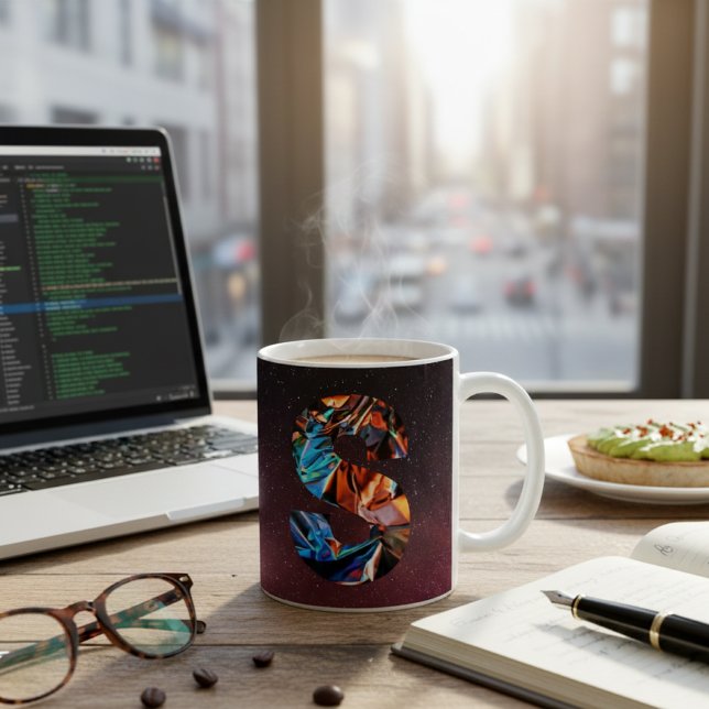 Letter S - Iridescent Monogram on Cosmic Galaxy Coffee Mug (Creator Uploaded)