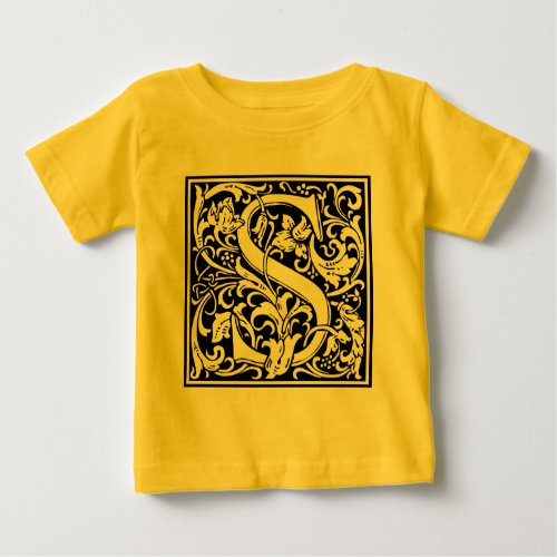 Letter S Medieval Monogram Art Nouveau Baby T_Shirt