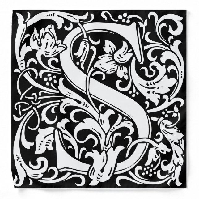 Letter S Medieval Monogram Art Nouveau Bandana (Front)