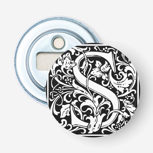 Letter S Medieval Monogram Art Nouveau Bottle Opener (Front)