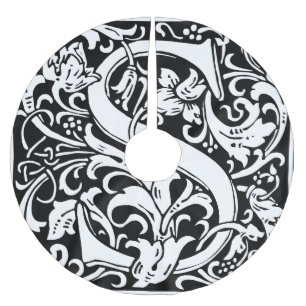 Letter S Medieval Monogram Art Nouveau Brushed Polyester Tree Skirt