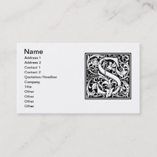Letter S Medieval Monogram Art Nouveau Business Card