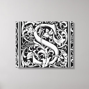 Letter S Medieval Monogram Art Nouveau Canvas Print