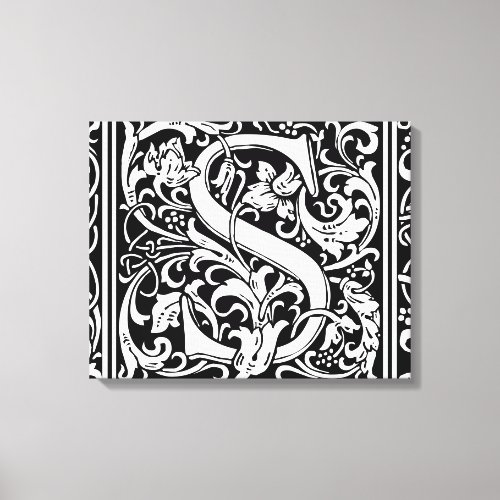 Letter S Medieval Monogram Art Nouveau Canvas Print