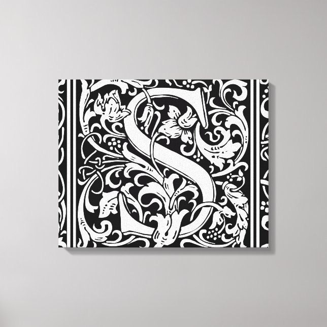 Letter S Medieval Monogram Art Nouveau Canvas Print (Front)