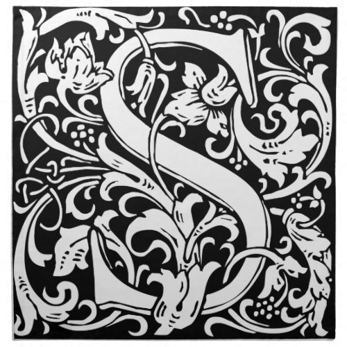Letter S Medieval Monogram Art Nouveau Cloth Napkin