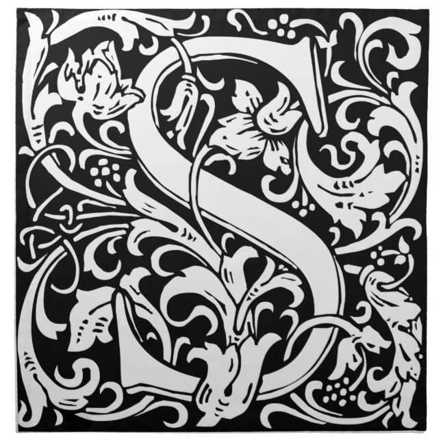 Letter S Medieval Monogram Art Nouveau Cloth Napkin (Front)