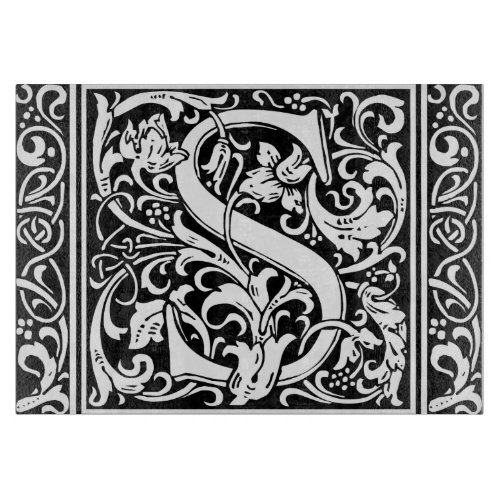 Letter S Medieval Monogram Art Nouveau Cutting Board