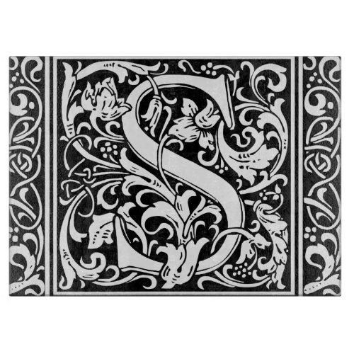 Letter S Medieval Monogram Art Nouveau Cutting Board