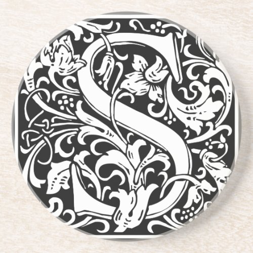 Letter S Medieval Monogram Art Nouveau Drink Coaster