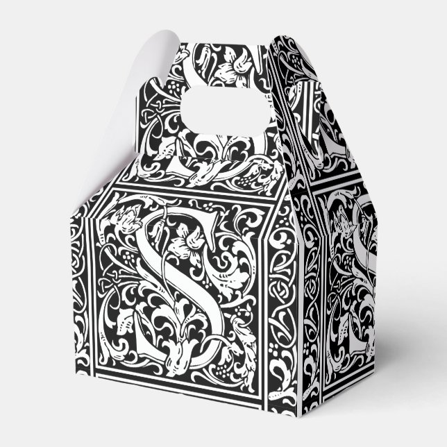 Letter S Medieval Monogram Art Nouveau Favor Boxes (Front Side)