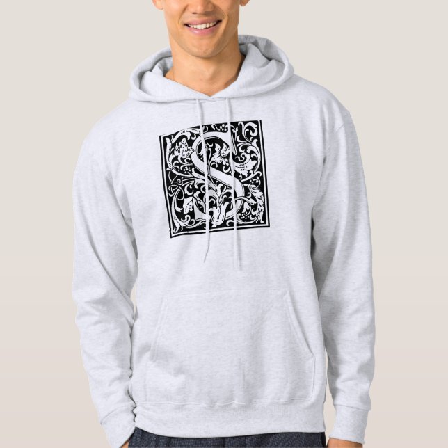 Letter S Medieval Monogram Art Nouveau Hoodie (Front)