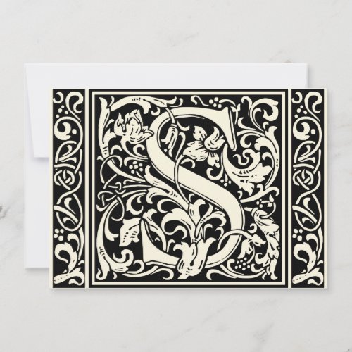 Letter S Medieval Monogram Art Nouveau Invitation