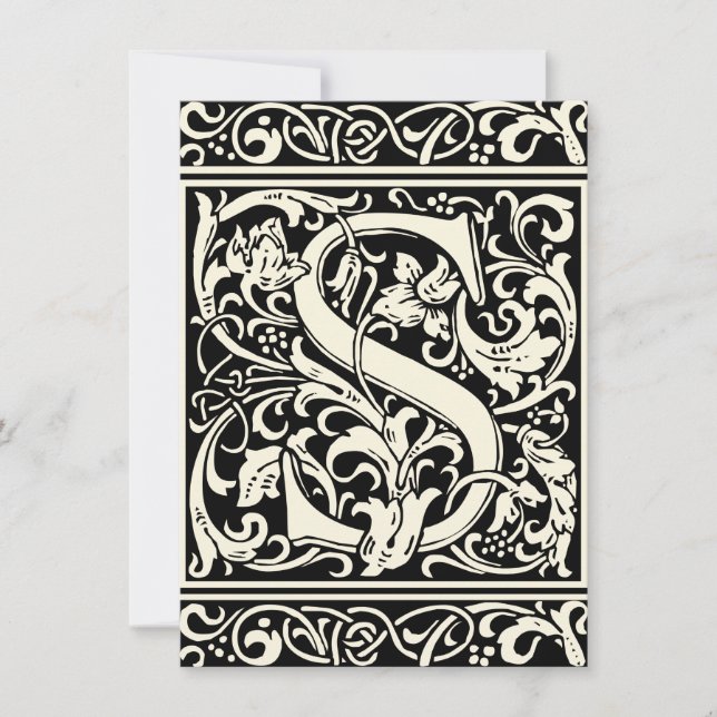 Letter S Medieval Monogram Art Nouveau Invitation (Front)