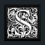 Letter S Medieval Monogram Art Nouveau Jewelry Box<br><div class="desc">This initial S is part of a complete series of upper case William Morris inspired typography initials. The black and white lettering is highly decorative, styled after the fancy typography of the middle ages. Cute and trendy, this is a vintage chic monogram S - letter S- swirly S . Customize...</div>