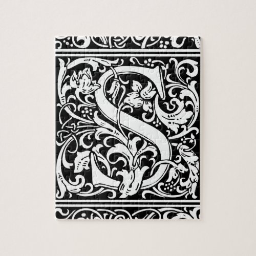 Letter S Medieval Monogram Art Nouveau Jigsaw Puzzle