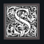 Letter S Medieval Monogram Art Nouveau Keepsake Box<br><div class="desc">This initial S is part of a complete series of upper case William Morris inspired typography initials. The black and white lettering is highly decorative, styled after the fancy typography of the middle ages. Cute and trendy, this is a vintage chic monogram S - letter S- swirly S . Customize...</div>