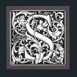 Letter S Medieval Monogram Art Nouveau Keepsake Box<br><div class="desc">This initial S is part of a complete series of upper case William Morris inspired typography initials. The black and white lettering is highly decorative, styled after the fancy typography of the middle ages. Cute and trendy, this is a vintage chic monogram S - letter S- swirly S . Customize...</div>