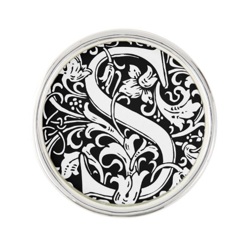 Letter S Medieval Monogram Art Nouveau Lapel Pin