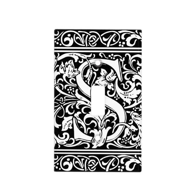 Letter S Medieval Monogram Art Nouveau Light Switch Cover (Front)
