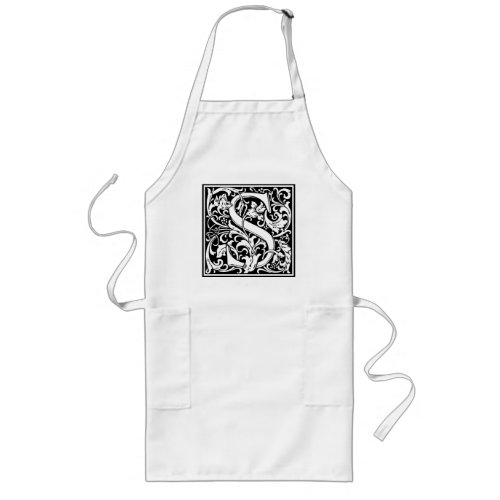 Letter S Medieval Monogram Art Nouveau Long Apron