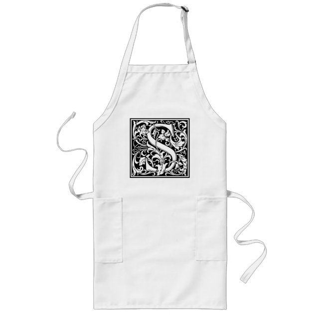 Letter S Medieval Monogram Art Nouveau Long Apron (Front)