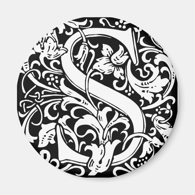 Letter S Medieval Monogram Art Nouveau Magnet (Front)