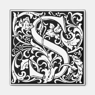 Letter S Medieval Monogram Art Nouveau Magnet