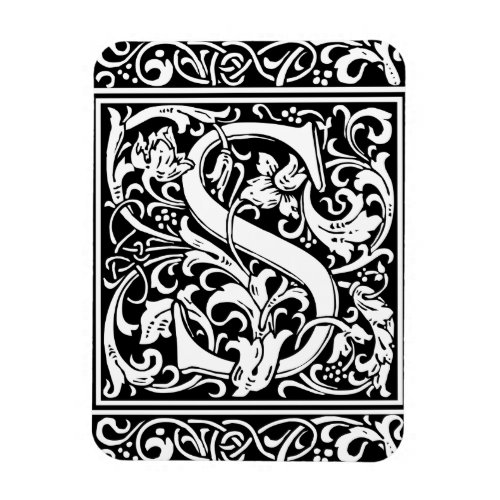 Letter S Medieval Monogram Art Nouveau Magnet