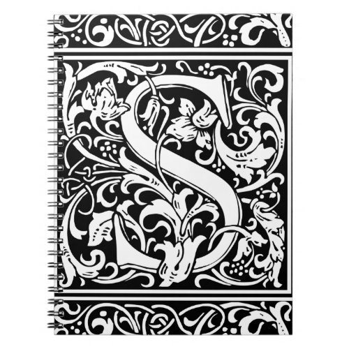 Letter S Medieval Monogram Art Nouveau Notebook