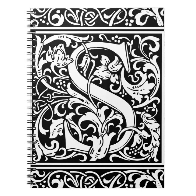 Letter S Medieval Monogram Art Nouveau Notebook (Front)