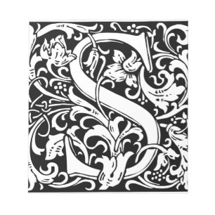 Letter S Medieval Monogram Art Nouveau Notepad