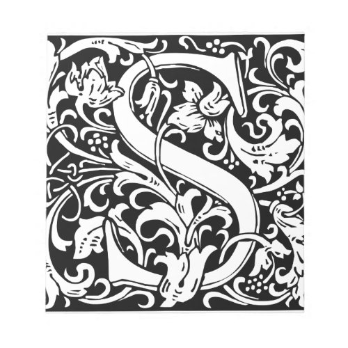Letter S Medieval Monogram Art Nouveau Notepad