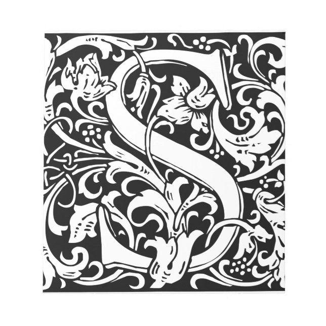 Letter S Medieval Monogram Art Nouveau Notepad (Front)