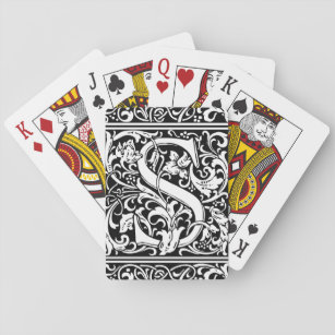 Letter S Medieval Monogram Art Nouveau Playing Cards