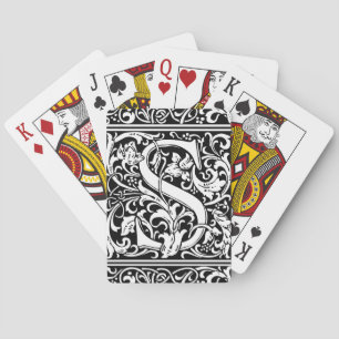 Letter S Medieval Monogram Art Nouveau Poker Cards