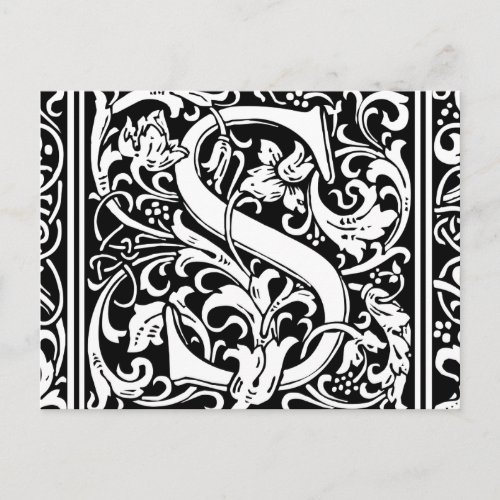 Letter S Medieval Monogram Art Nouveau Postcard