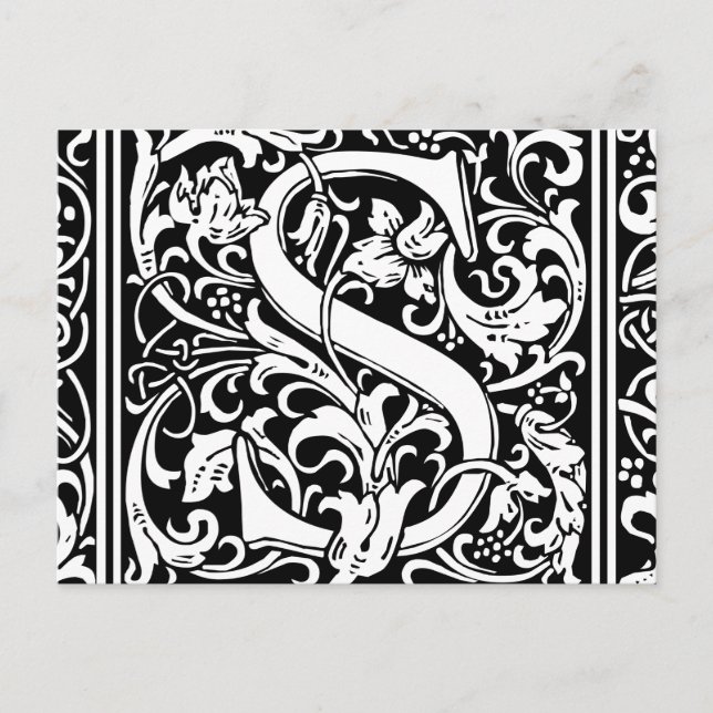 Letter S Medieval Monogram Art Nouveau Postcard (Front)