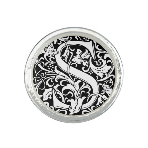 Letter S Medieval Monogram Art Nouveau Ring