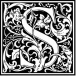 Letter S Medieval Monogram Art Nouveau Statuette<br><div class="desc">This initial S is part of a complete series of upper case William Morris inspired typography initials. The black and white lettering is highly decorative, styled after the fancy typography of the middle ages. Cute and trendy, this is a vintage chic monogram S - letter S- swirly S . Customize...</div>