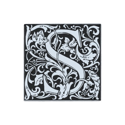 Letter S Medieval Monogram Art Nouveau Stone Magnet