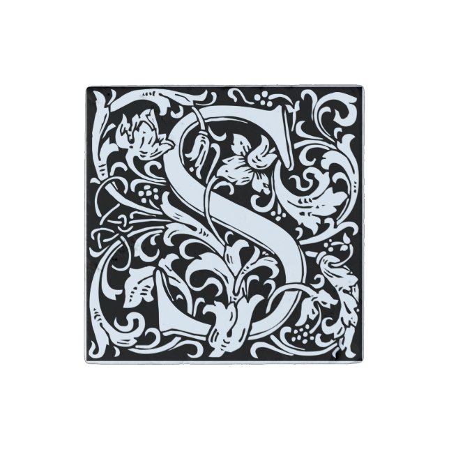 Letter S Medieval Monogram Art Nouveau Stone Magnet (First Magnet)