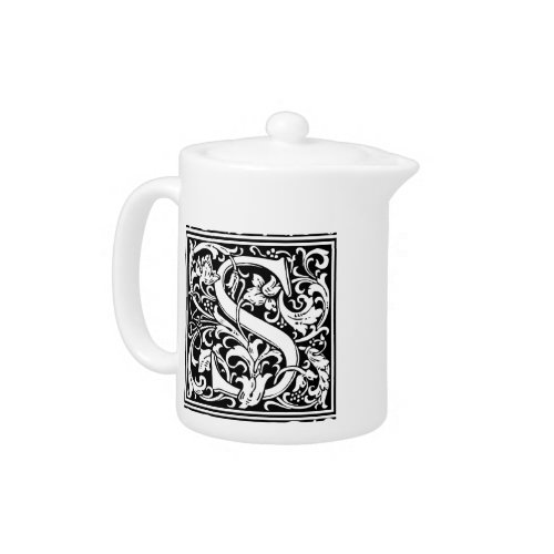 Letter S Medieval Monogram Art Nouveau Teapot